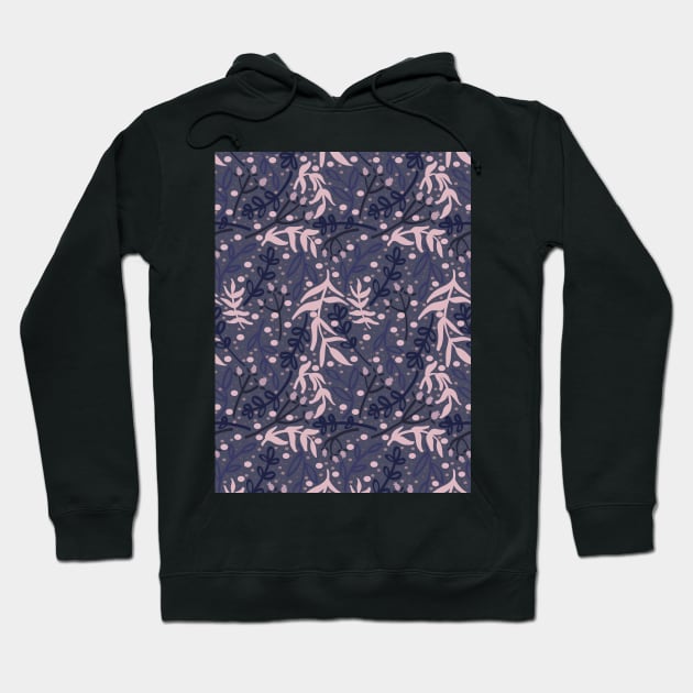 Botanicals and Dots - Hand Drawn Design - Pink, Grey, and Purple Hoodie by GenAumonier